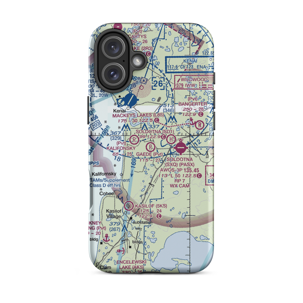 Gaede Airport (7AK3) VFR Sectional  Tough iPhone Case iPhone 16 Plus model shown