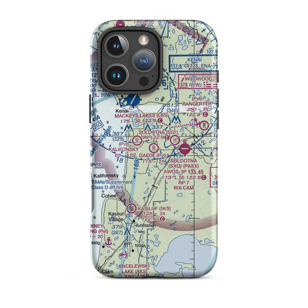 Gaede Airport (7AK3) VFR Sectional  Tough iPhone Case iPhone 16 Pro Max model shown