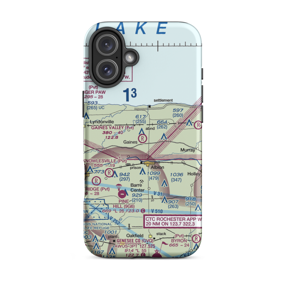 Gaines Valley Aviation Airport (NY06) VFR Sectional  Tough iPhone Case iPhone 16 Plus model shown