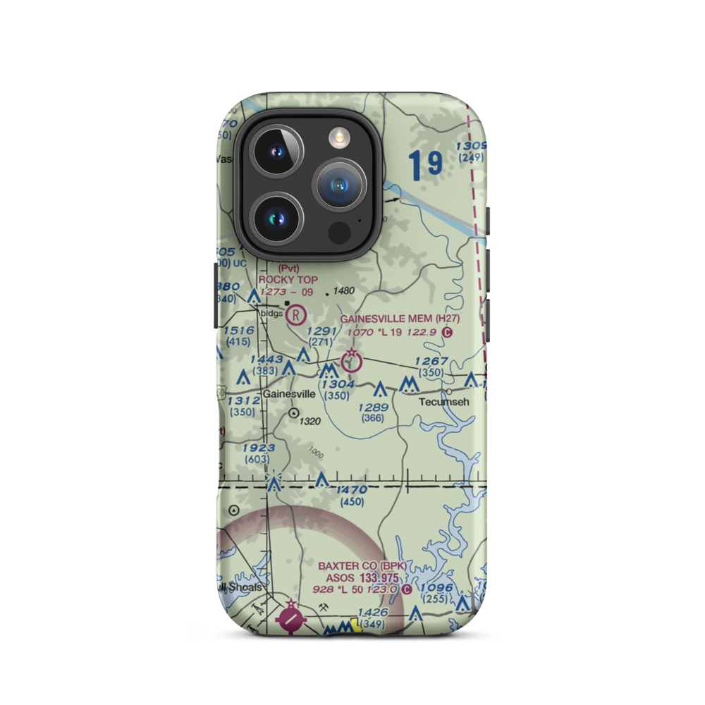 Gainesville Memorial Airport (H27) VFR Sectional  Tough iPhone Case iPhone 16 Pro model shown