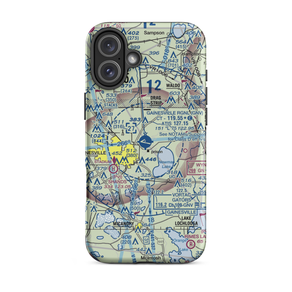 Gainesville Regional Airport (GNV) VFR Sectional  Tough iPhone Case iPhone 16 Plus model shown
