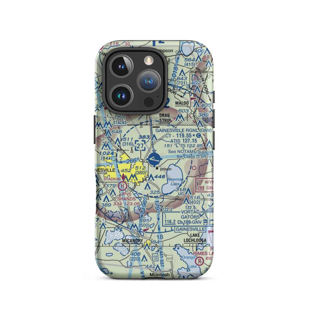 Gainesville Regional Airport (GNV) VFR Sectional  Tough iPhone Case iPhone 16 Pro model shown