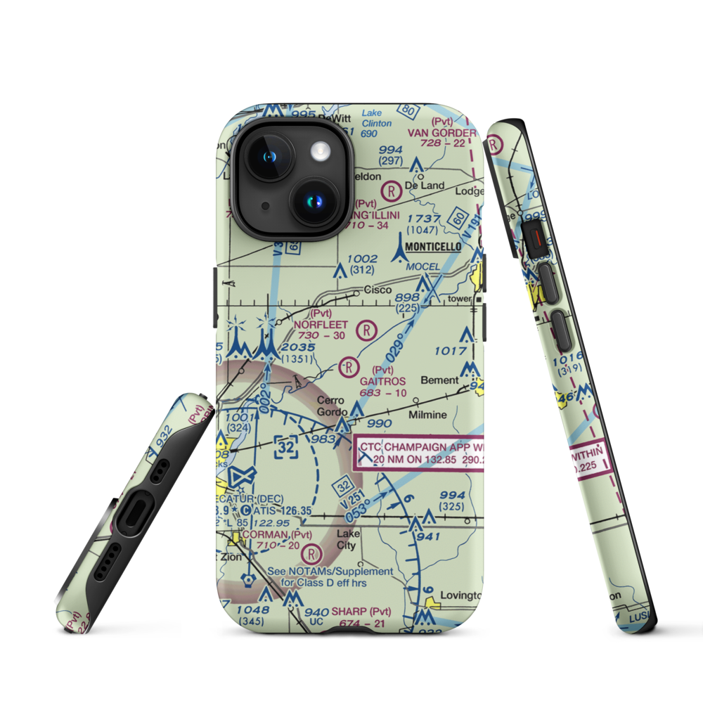Gaitros STOL Airport (88IL) VFR Sectional  Tough iPhone Case iPhone 15 model shown