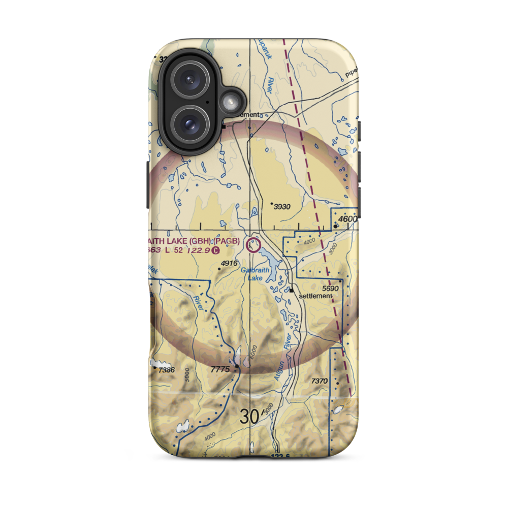 Galbraith Lake Airport (GBH) VFR Sectional  Tough iPhone Case iPhone 16 Plus model shown