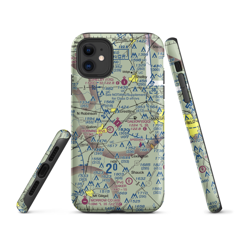 Galion Municipal Airport (GQQ) VFR Sectional  Tough iPhone Case iPhone 11 model shown