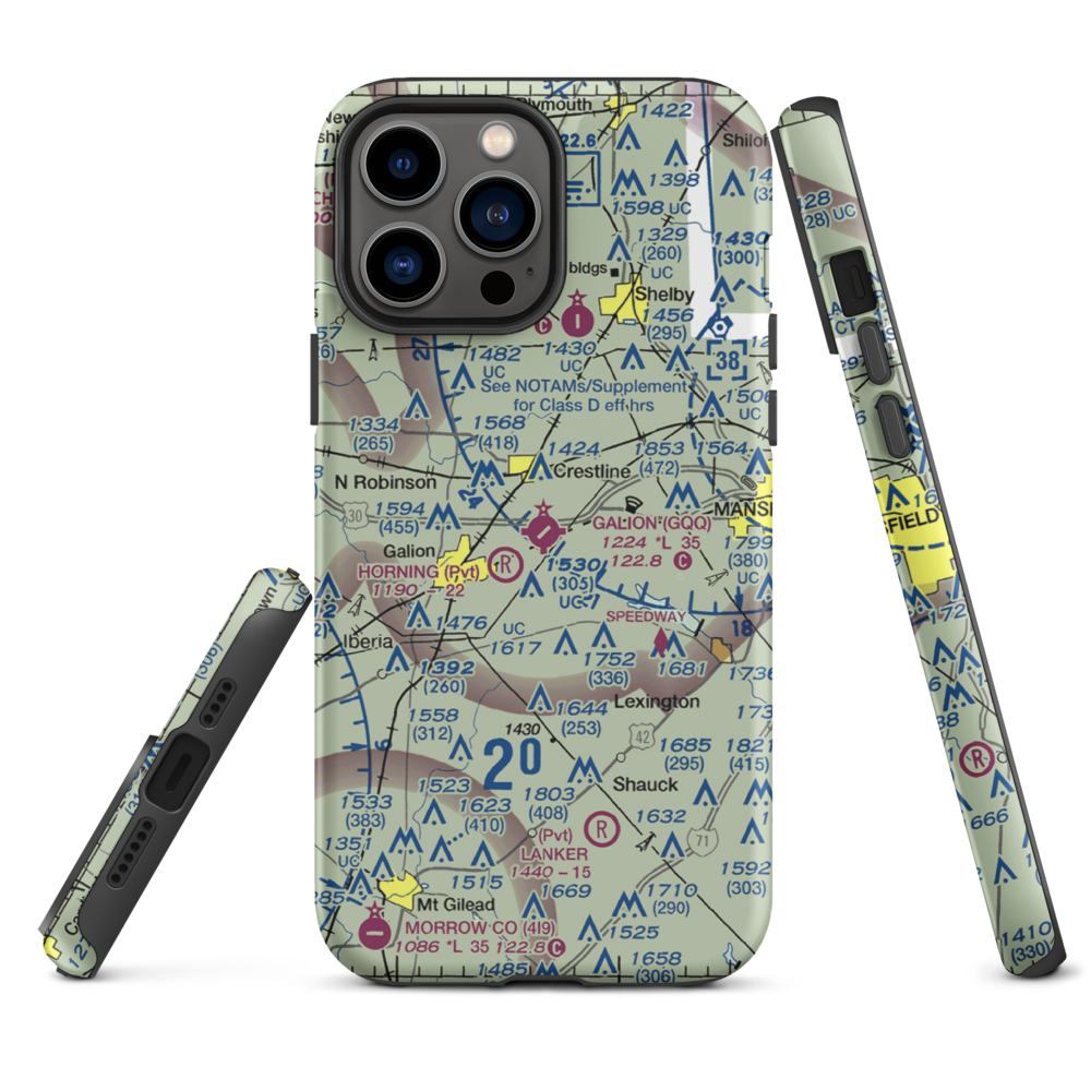 Galion Municipal Airport (GQQ) VFR Sectional  Tough iPhone Case iPhone 13 Pro Max model shown