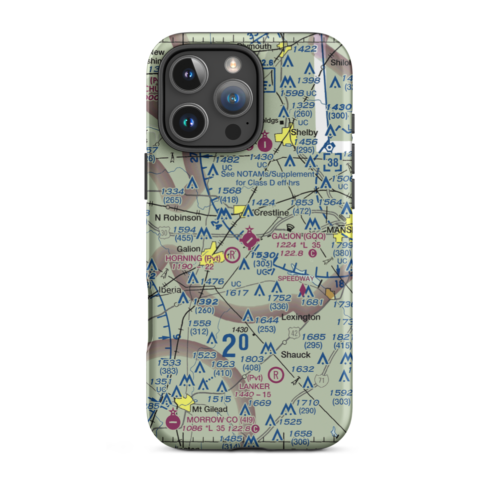 Galion Municipal Airport (GQQ) VFR Sectional  Tough iPhone Case iPhone 16 Pro Max model shown