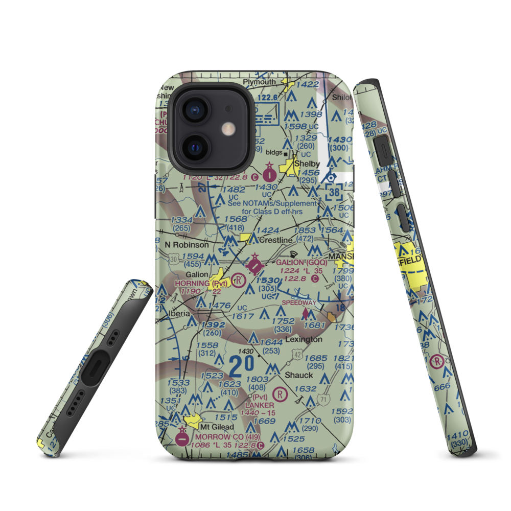 Galion Municipal Airport (GQQ) VFR Sectional  Tough iPhone Case iPhone 12 model shown