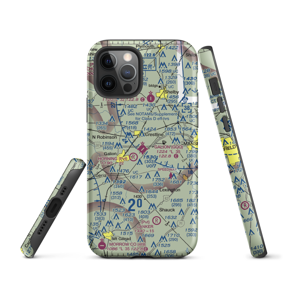 Galion Municipal Airport (GQQ) VFR Sectional  Tough iPhone Case iPhone 12 Pro model shown