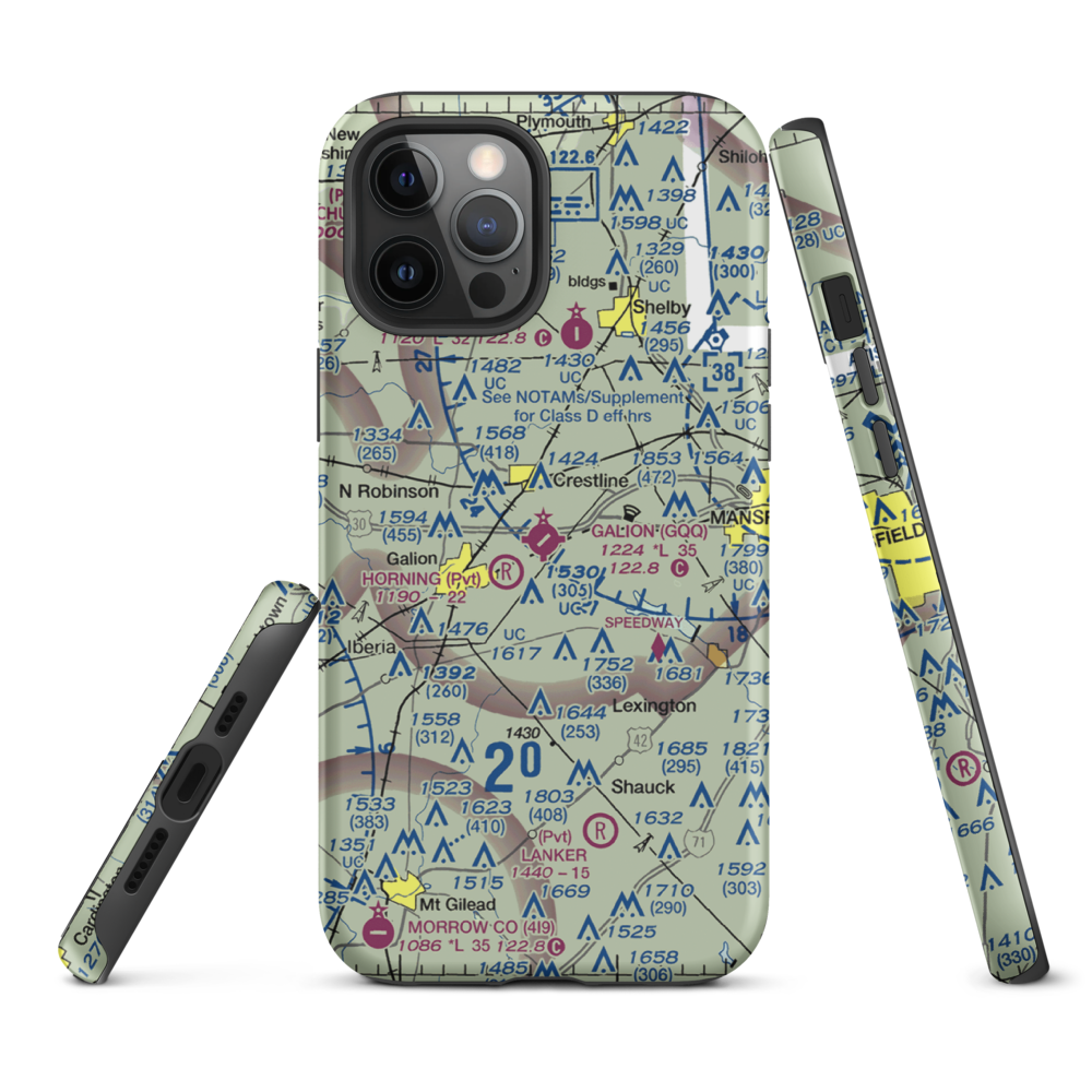 Galion Municipal Airport (GQQ) VFR Sectional  Tough iPhone Case iPhone 12 Pro Max model shown