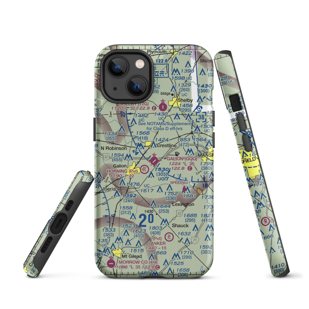 Galion Municipal Airport (GQQ) VFR Sectional  Tough iPhone Case iPhone 13 model shown