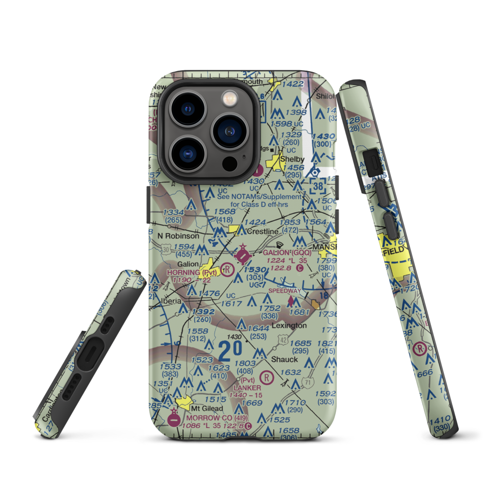 Galion Municipal Airport (GQQ) VFR Sectional  Tough iPhone Case iPhone 13 Pro model shown