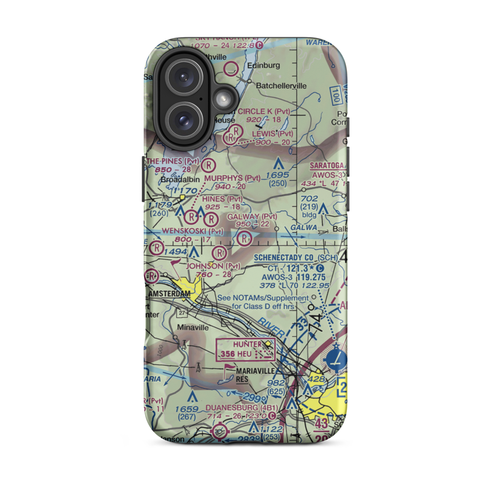 Galway Airport (NY37) VFR Sectional  Tough iPhone Case iPhone 16 Plus model shown