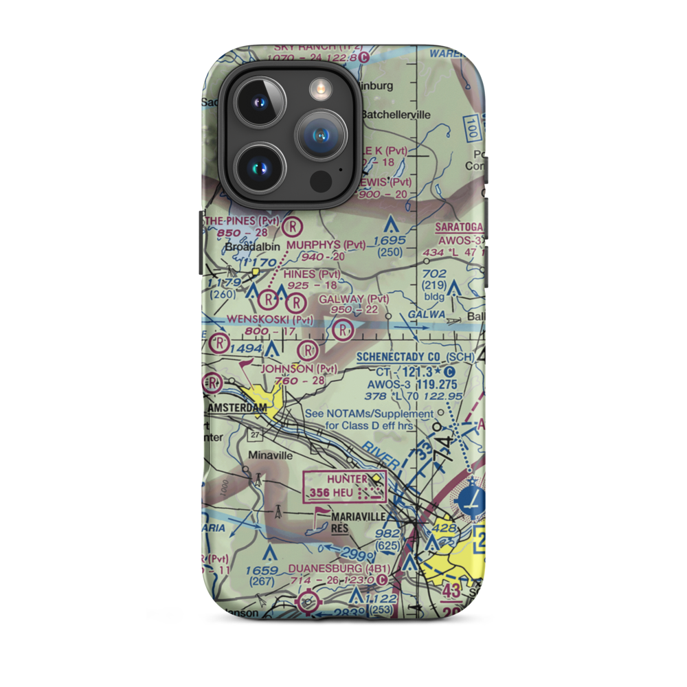 Galway Airport (NY37) VFR Sectional  Tough iPhone Case iPhone 16 Pro Max model shown