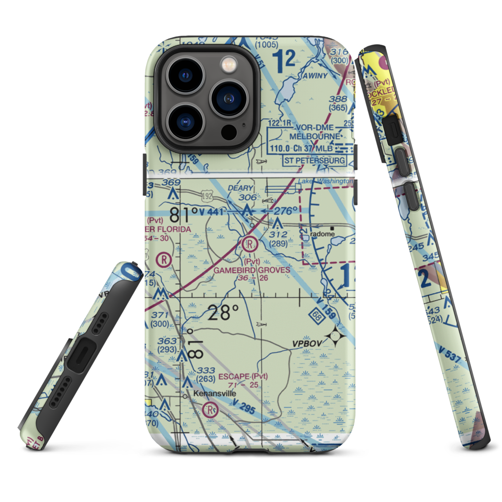 Gamebird Groves Airstrip (FD74) VFR Sectional  Tough iPhone Case iPhone 13 Pro Max model shown
