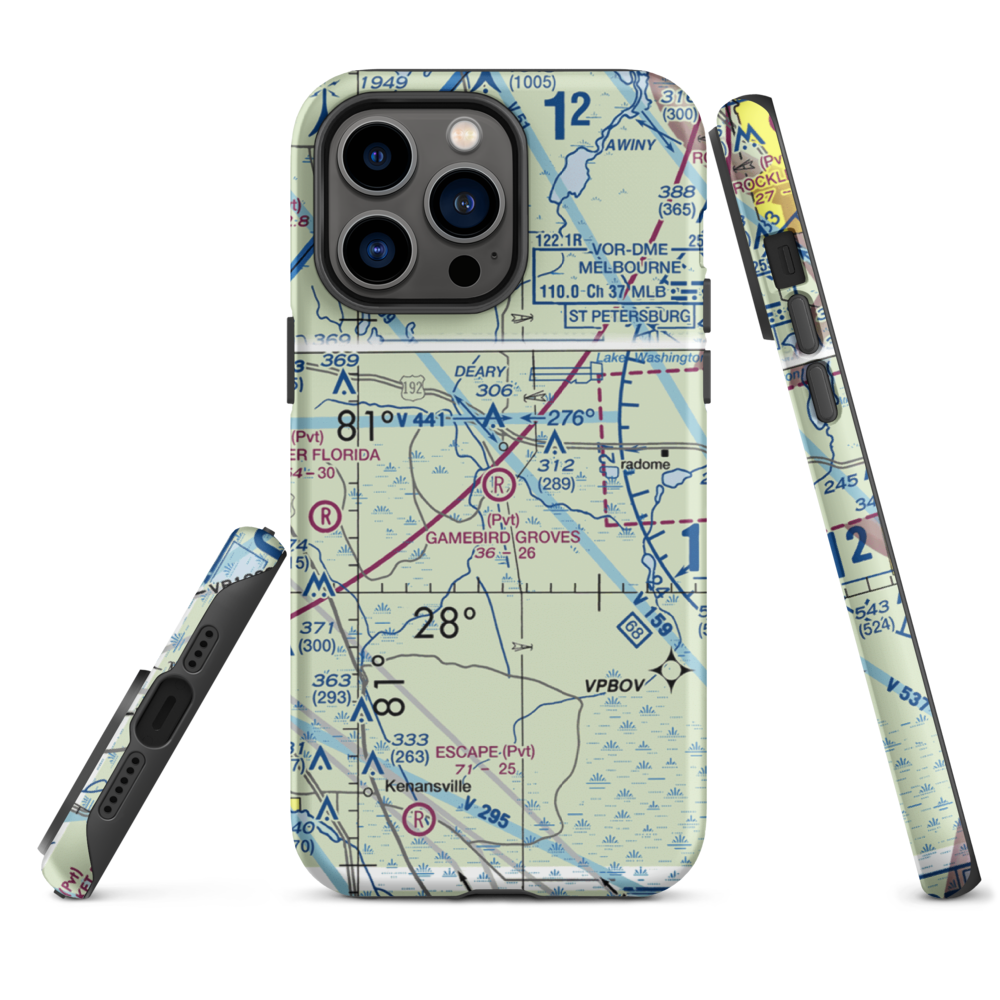 Gamebird Groves Airstrip (FD74) VFR Sectional  Tough iPhone Case iPhone 14 Pro Max model shown