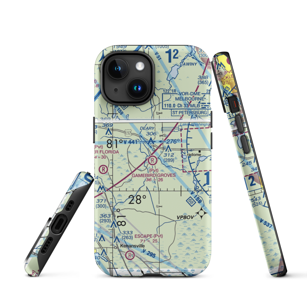 Gamebird Groves Airstrip (FD74) VFR Sectional  Tough iPhone Case iPhone 15 model shown