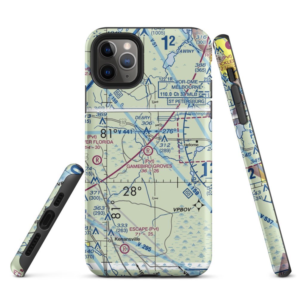 Gamebird Groves Airstrip (FD74) VFR Sectional  Tough iPhone Case iPhone 11 Pro Max model shown