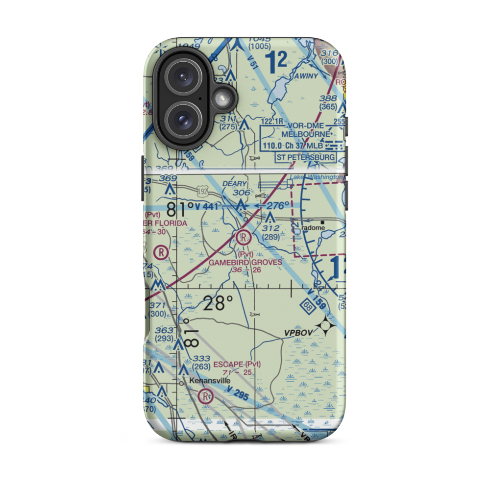 Gamebird Groves Airstrip (FD74) VFR Sectional  Tough iPhone Case iPhone 16 Plus model shown