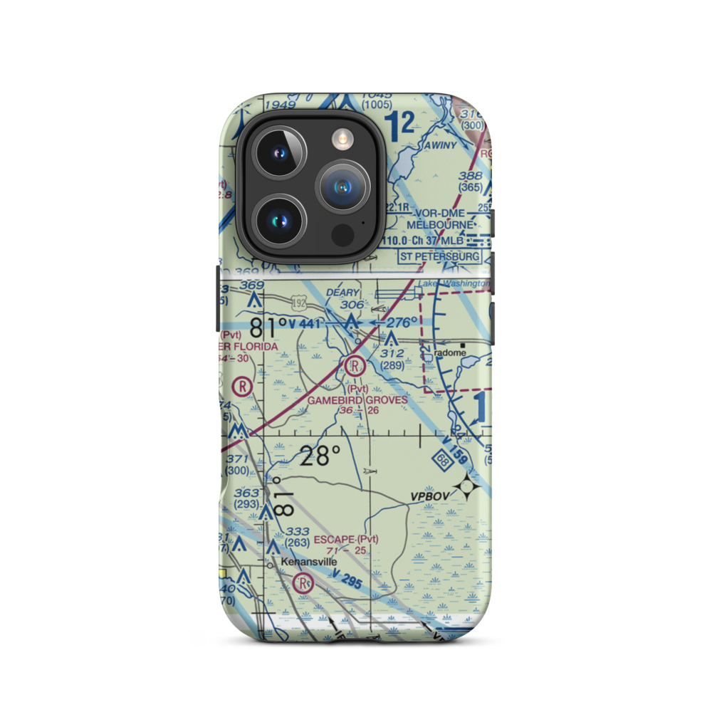 Gamebird Groves Airstrip (FD74) VFR Sectional  Tough iPhone Case iPhone 16 Pro model shown