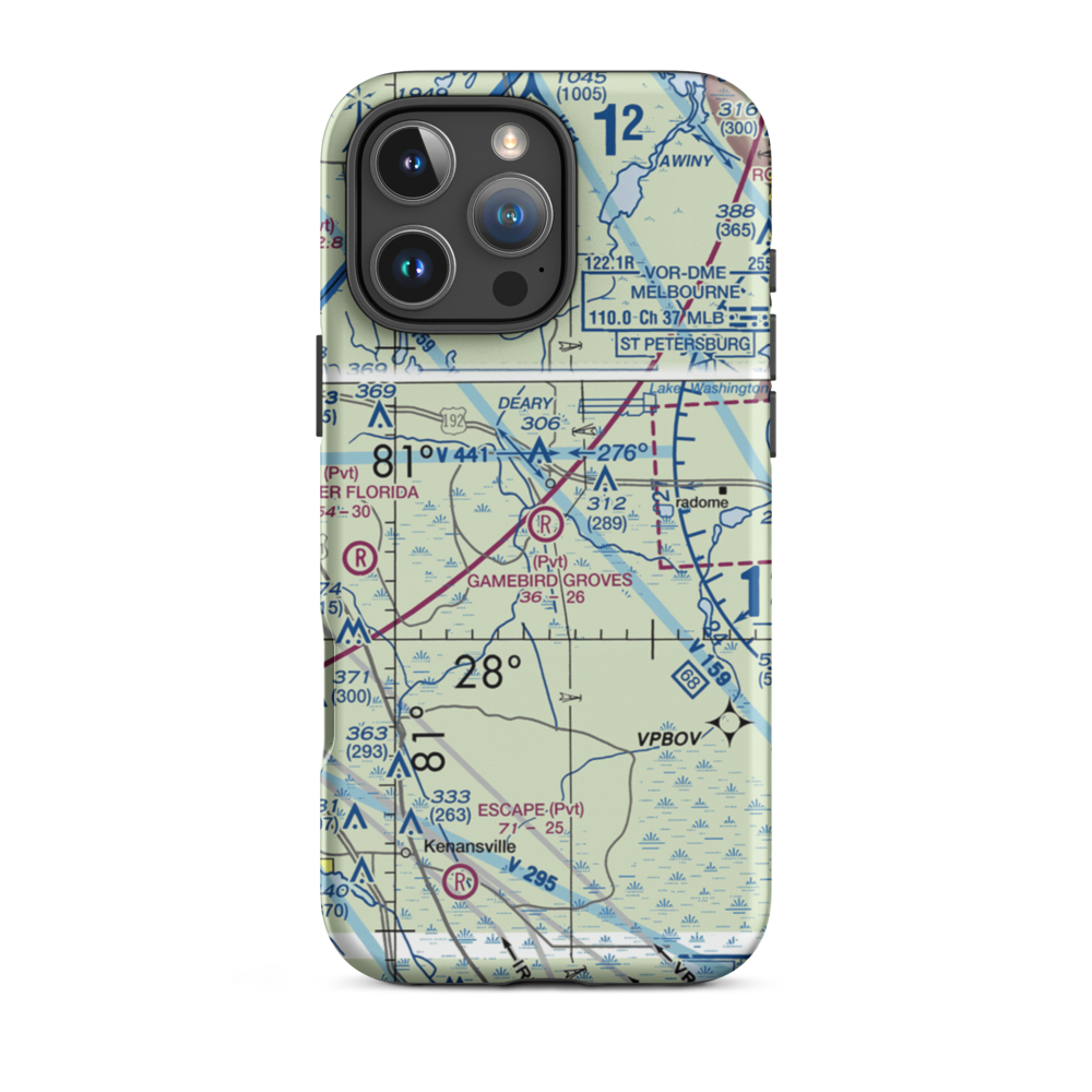 Gamebird Groves Airstrip (FD74) VFR Sectional  Tough iPhone Case iPhone 16 Pro Max model shown