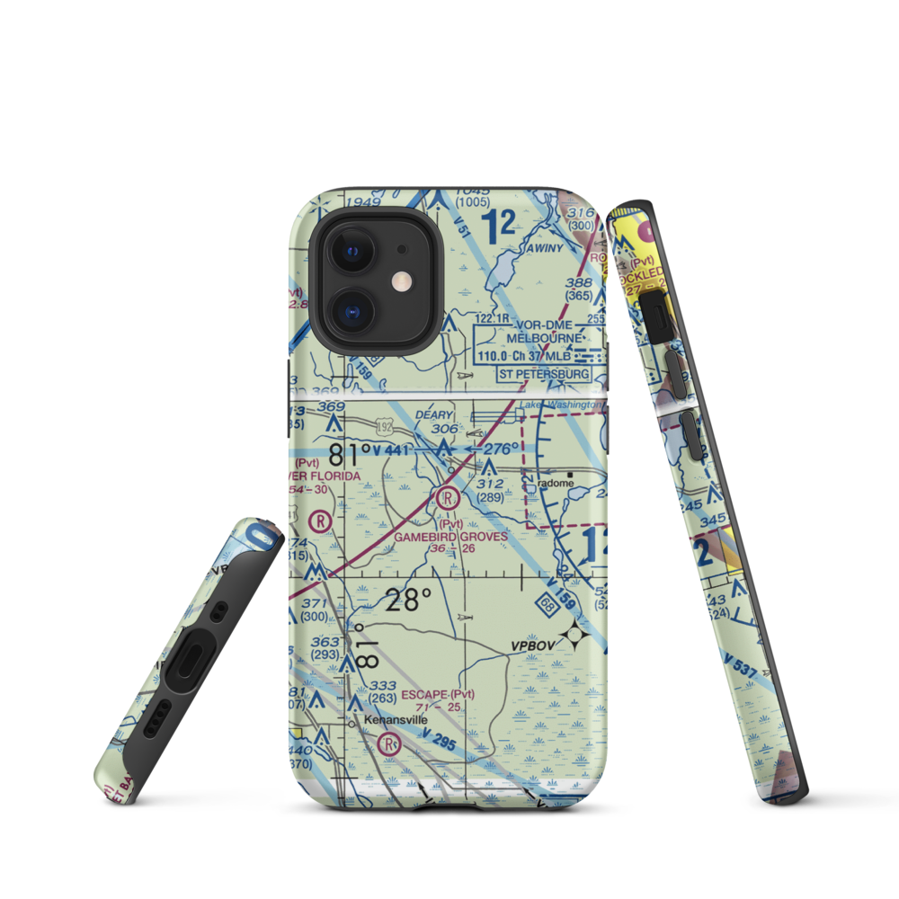 Gamebird Groves Airstrip (FD74) VFR Sectional  Tough iPhone Case iPhone 12 mini model shown