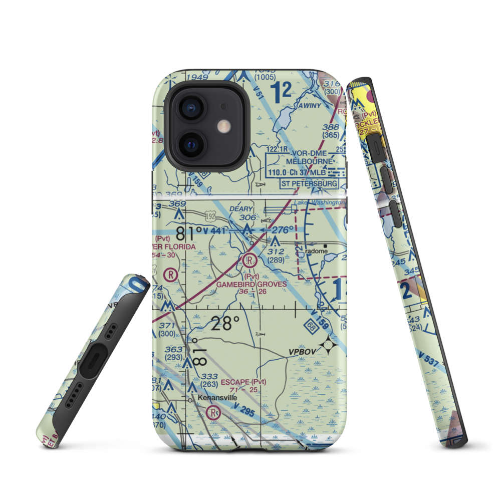 Gamebird Groves Airstrip (FD74) VFR Sectional  Tough iPhone Case iPhone 12 model shown