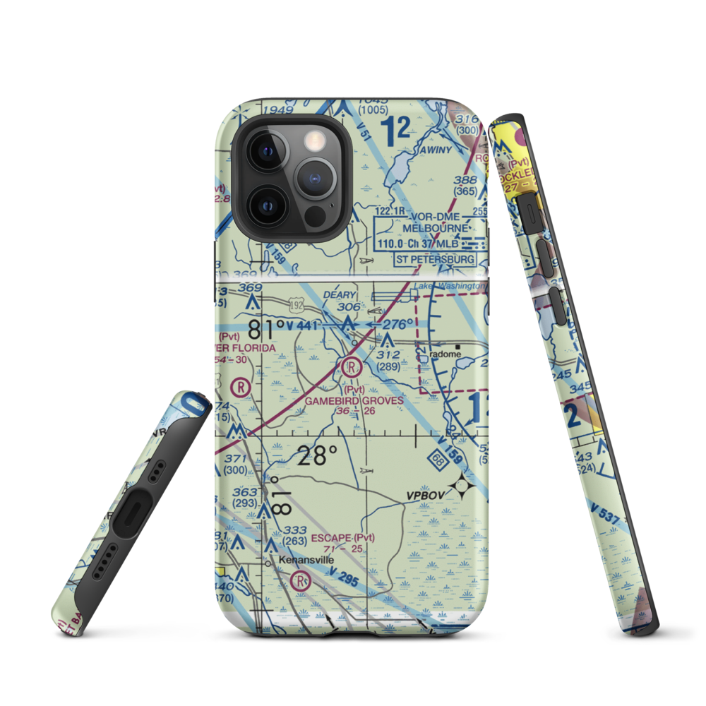 Gamebird Groves Airstrip (FD74) VFR Sectional  Tough iPhone Case iPhone 12 Pro model shown