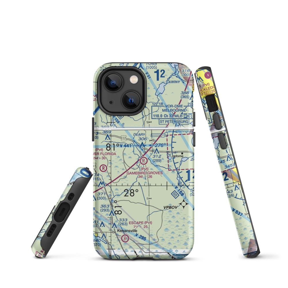 Gamebird Groves Airstrip (FD74) VFR Sectional  Tough iPhone Case iPhone 13 mini model shown
