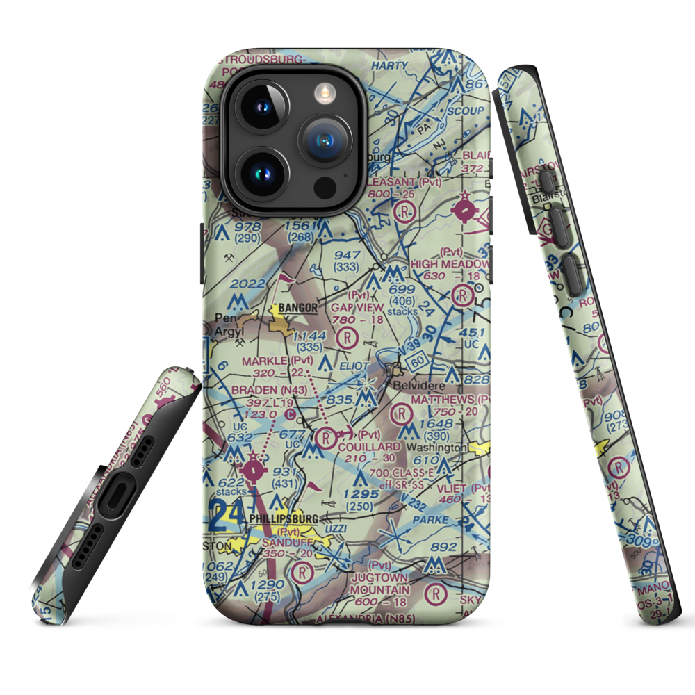 Gap View Airport (49PA) VFR Sectional  Tough iPhone Case iPhone 15 Pro Max model shown