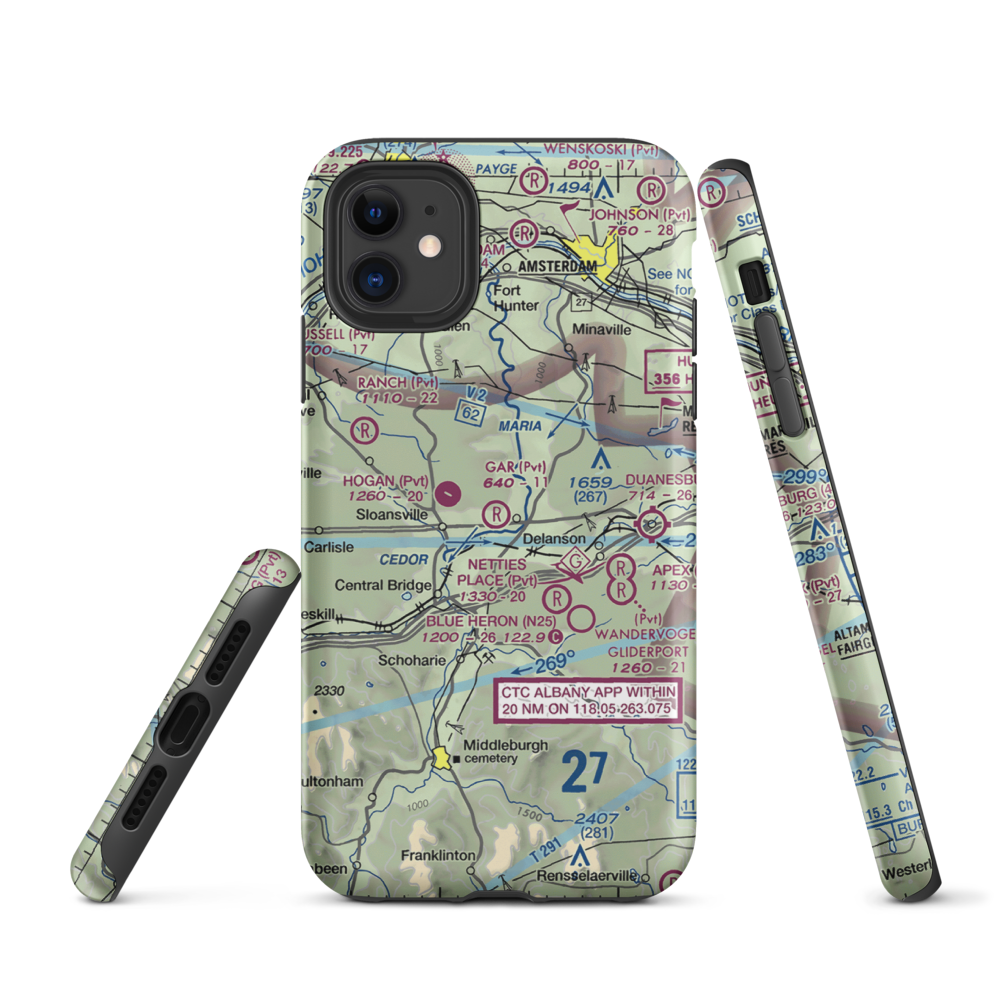 Gar Field (7NY1) VFR Sectional  Tough iPhone Case iPhone 11 model shown