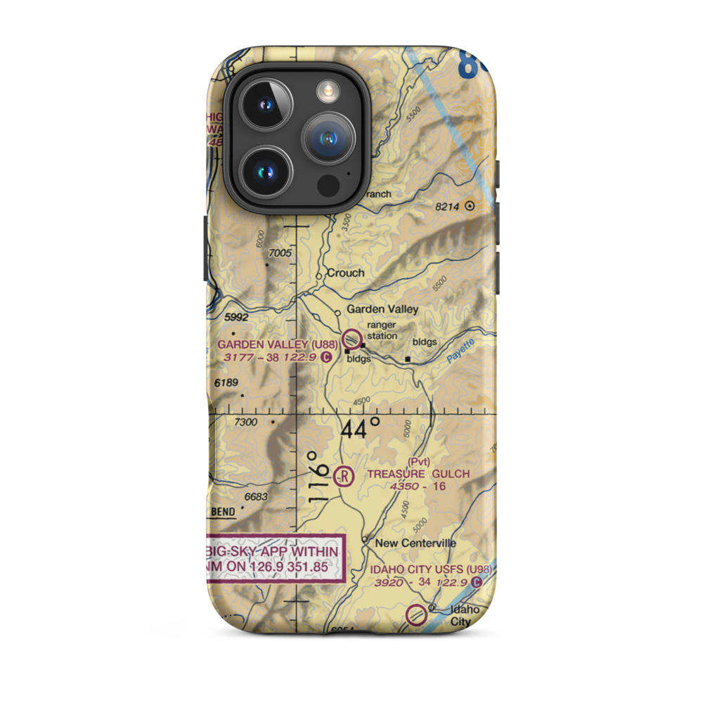 Garden Valley Airport (U88) VFR Sectional  Tough iPhone Case iPhone 16 Pro Max model shown