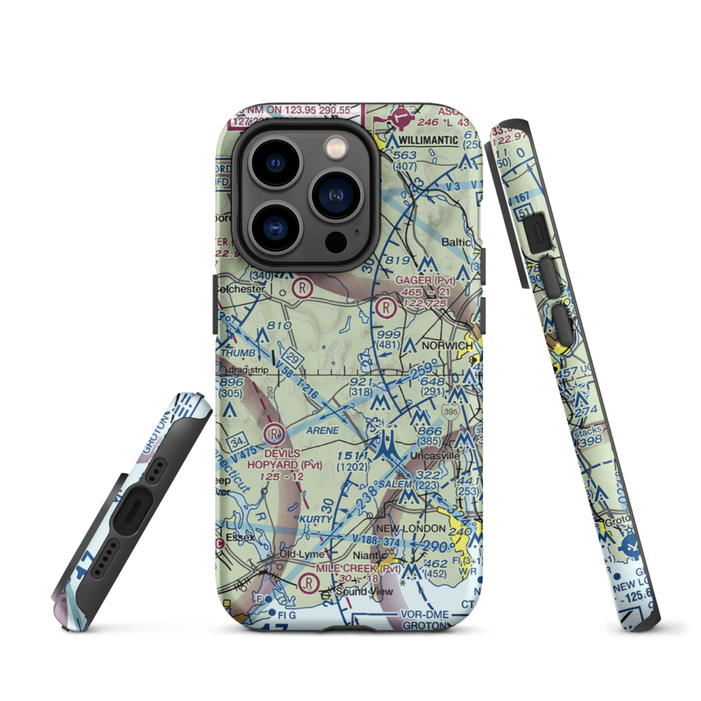 Gardner Lake Airport (CT08) VFR Sectional  Tough iPhone Case iPhone 14 Pro model shown