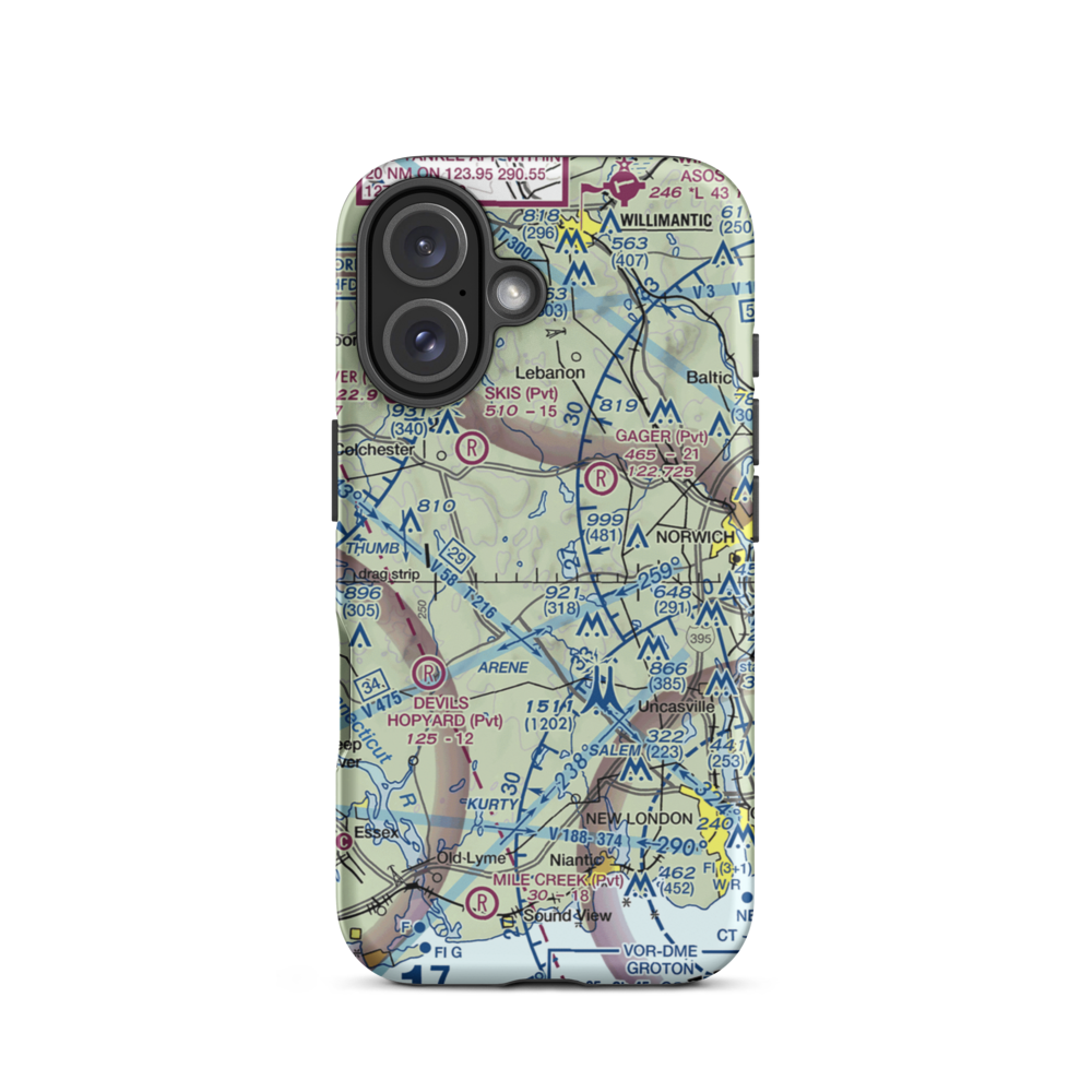 Gardner Lake Airport (CT08) VFR Sectional  Tough iPhone Case iPhone 16 model shown