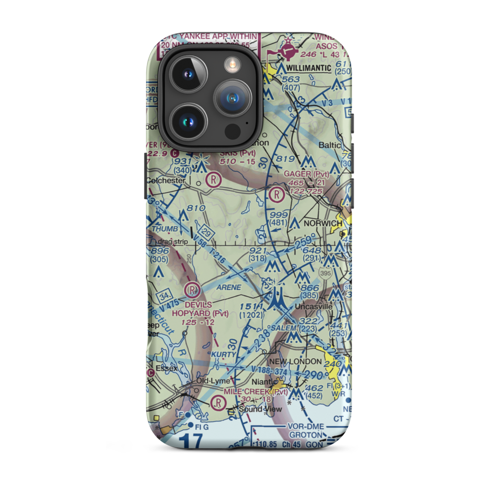 Gardner Lake Airport (CT08) VFR Sectional  Tough iPhone Case iPhone 16 Pro Max model shown