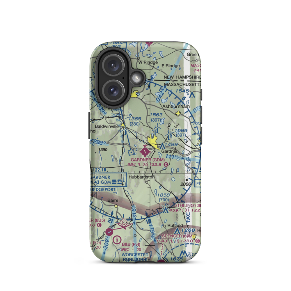 Gardner Municipal Airport (GDM) VFR Sectional  Tough iPhone Case iPhone 16 model shown