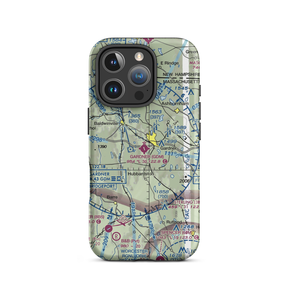 Gardner Municipal Airport (GDM) VFR Sectional  Tough iPhone Case iPhone 16 Pro model shown