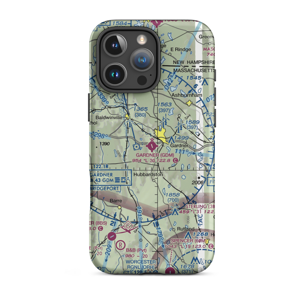 Gardner Municipal Airport (GDM) VFR Sectional  Tough iPhone Case iPhone 16 Pro Max model shown