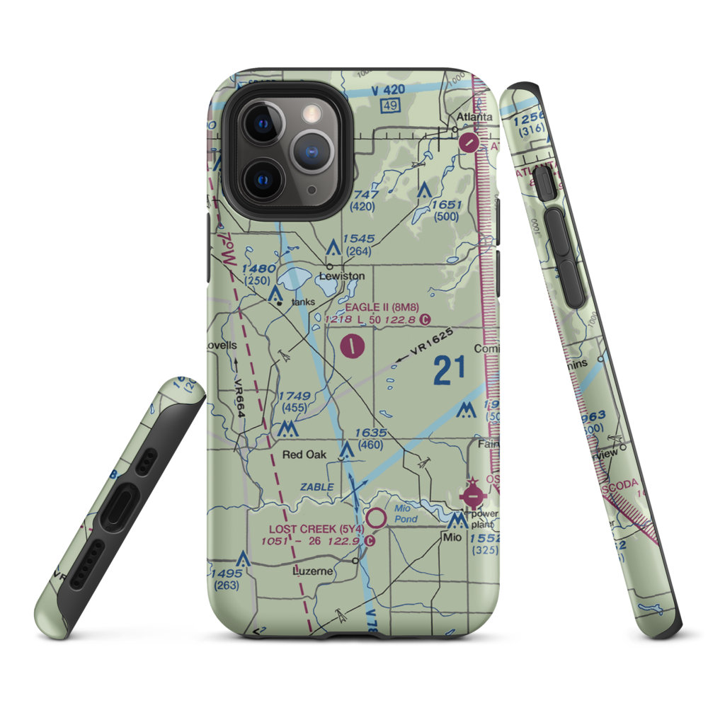 Garland Airport (8M8) VFR Sectional  Tough iPhone Case iPhone 11 Pro model shown