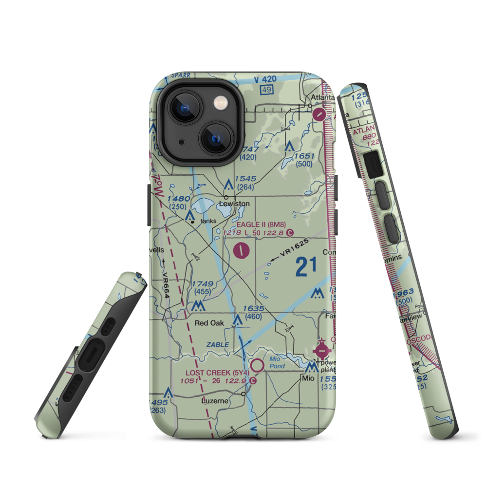 Garland Airport (8M8) VFR Sectional  Tough iPhone Case iPhone 14 model shown