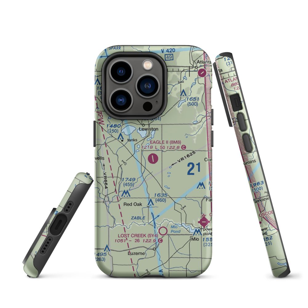 Garland Airport (8M8) VFR Sectional  Tough iPhone Case iPhone 14 Pro model shown