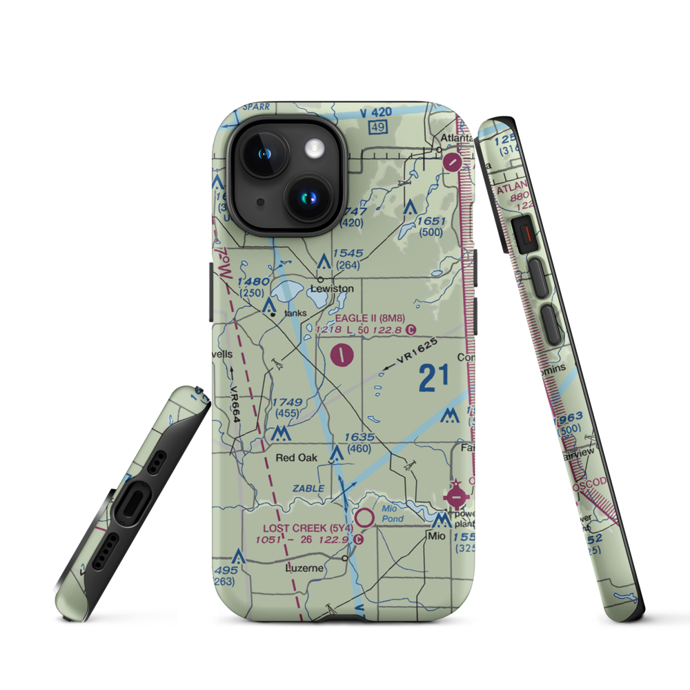 Garland Airport (8M8) VFR Sectional  Tough iPhone Case iPhone 15 model shown