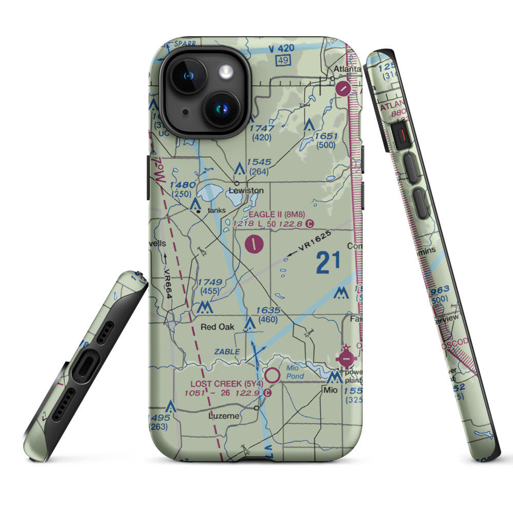 Garland Airport (8M8) VFR Sectional  Tough iPhone Case iPhone 15 Plus model shown