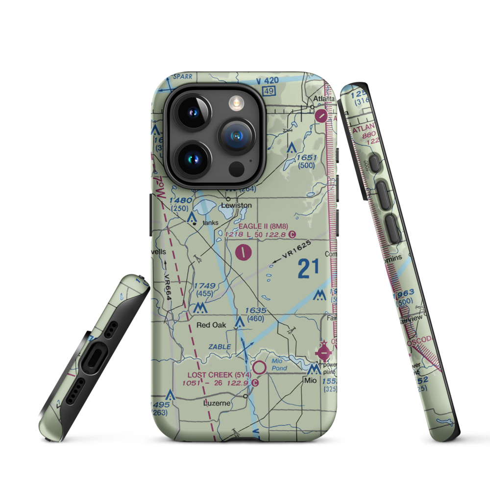 Garland Airport (8M8) VFR Sectional  Tough iPhone Case iPhone 15 Pro model shown