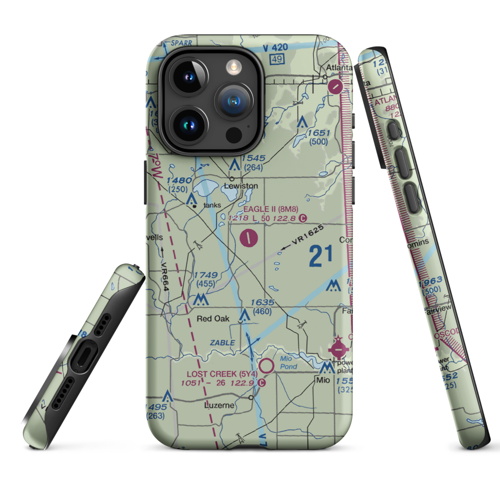 Garland Airport (8M8) VFR Sectional  Tough iPhone Case iPhone 15 Pro Max model shown