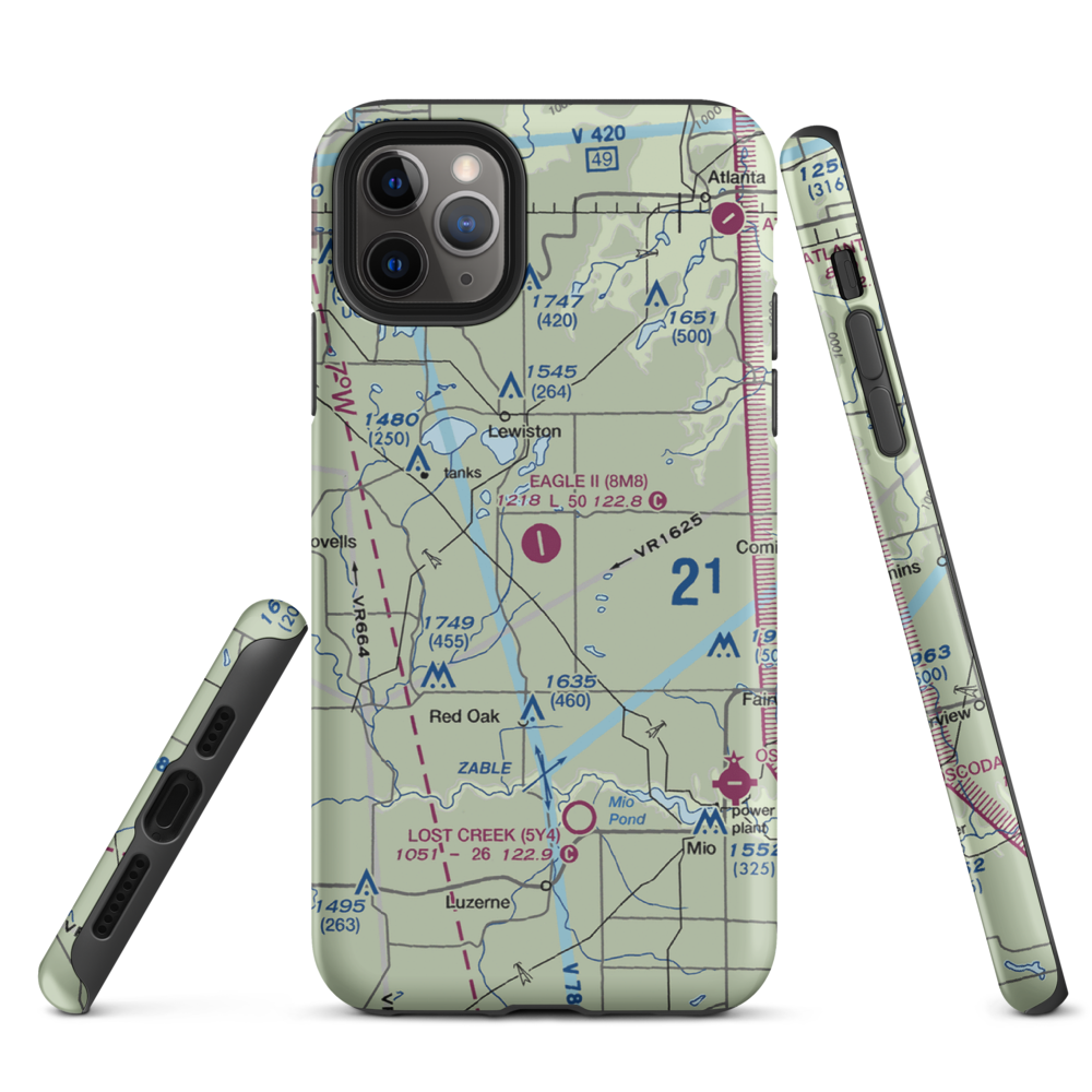 Garland Airport (8M8) VFR Sectional  Tough iPhone Case iPhone 11 Pro Max model shown