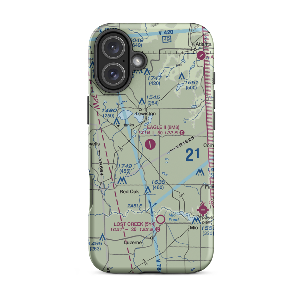 Garland Airport (8M8) VFR Sectional  Tough iPhone Case iPhone 16 Plus model shown