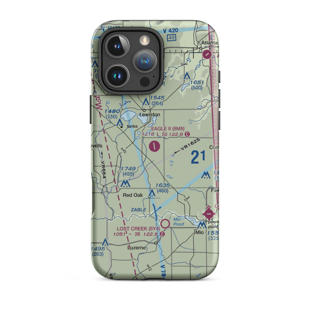 Garland Airport (8M8) VFR Sectional  Tough iPhone Case iPhone 16 Pro Max model shown