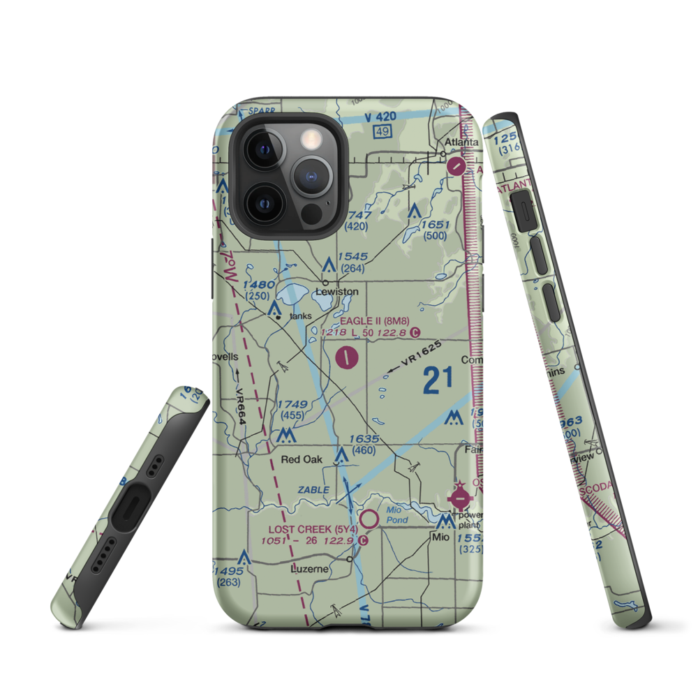 Garland Airport (8M8) VFR Sectional  Tough iPhone Case iPhone 12 Pro model shown