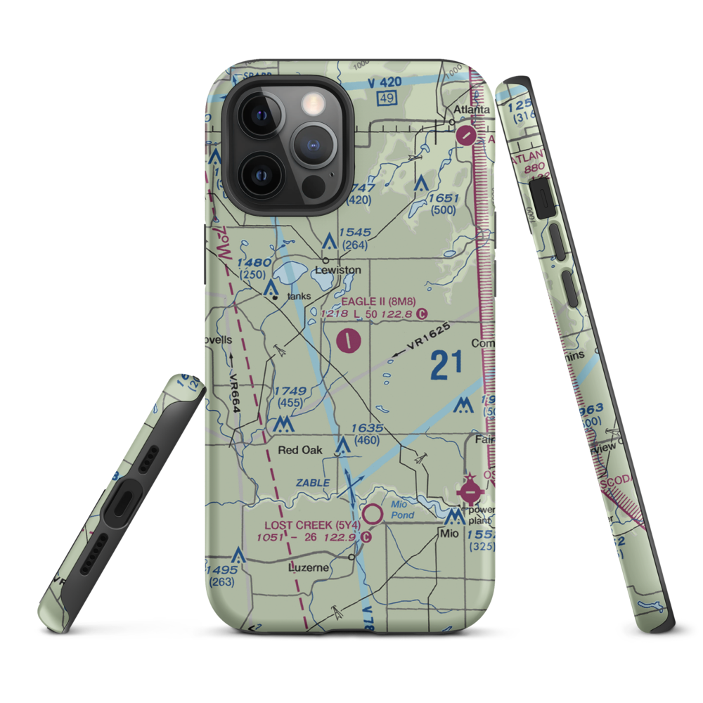 Garland Airport (8M8) VFR Sectional  Tough iPhone Case iPhone 12 Pro Max model shown